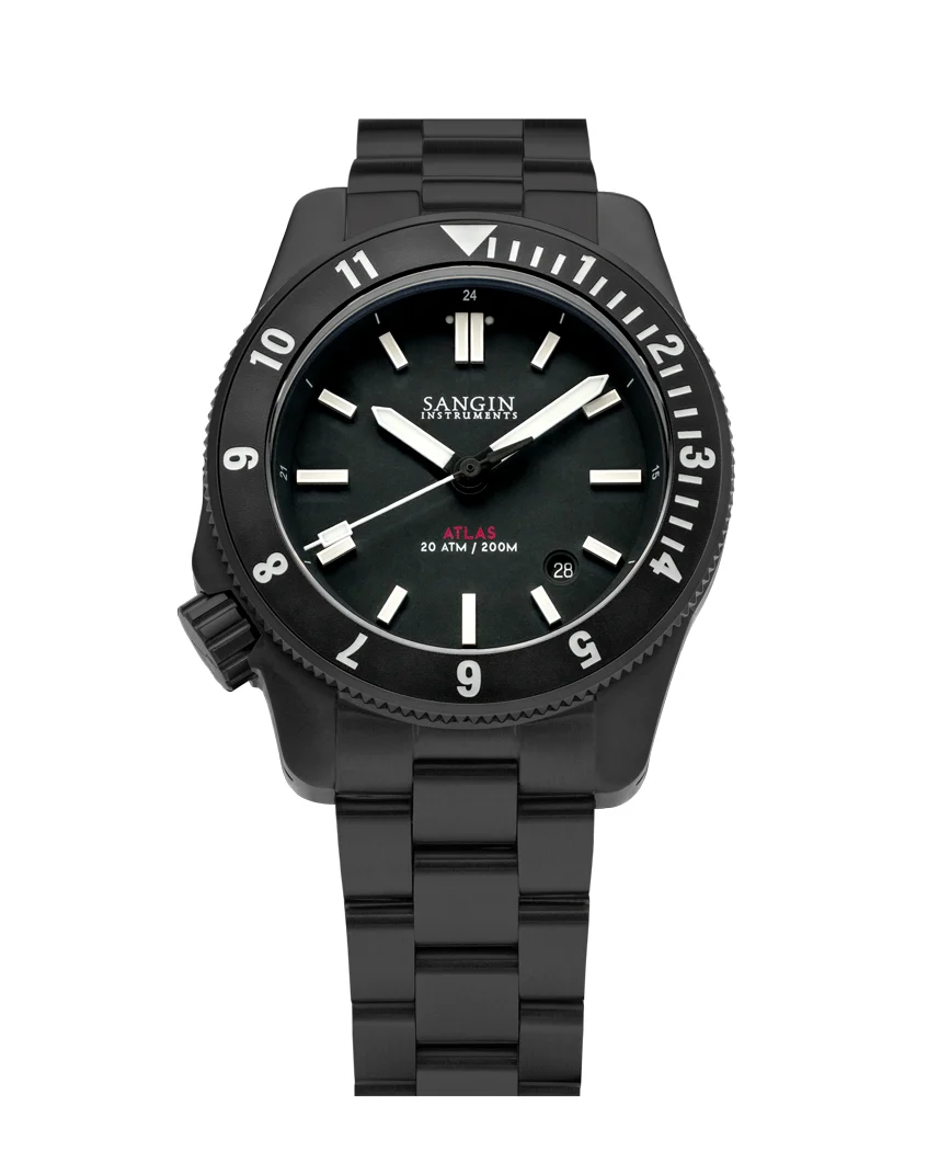 Sangin Instruments SI-GS-ATL3-DLCM-BLK-BLKGMT 42 mm kol saati