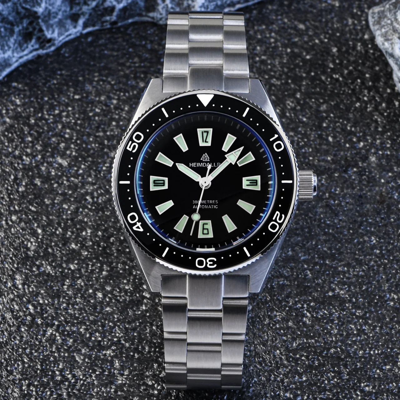 Heimdallr Automatic Dive Watch H14 海米德-H14 梯形字钉-黑面钢带- 625 42 mm kol saati