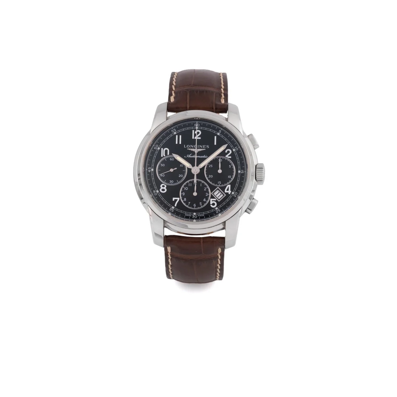 Longines Ref. L2.784.4, large self-winding chronograph, minute and hour counters, date; “The Saint-Imier Collection”; stainless steel kol saati