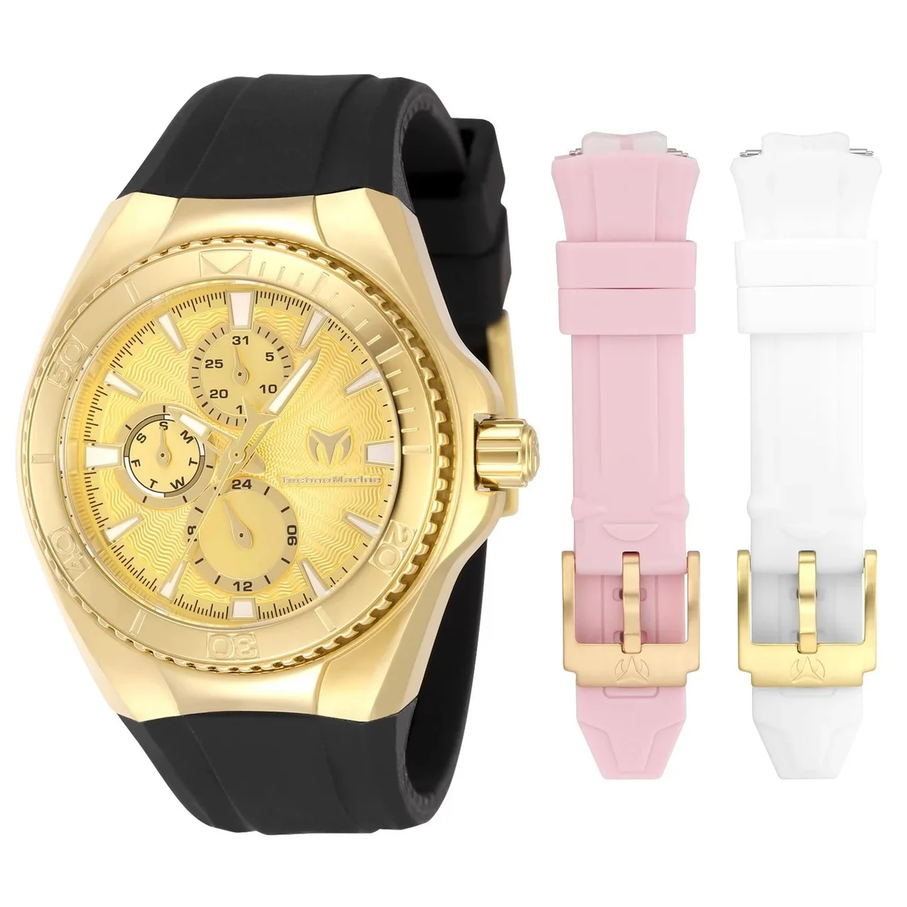 Technomarine Cruise California Watch - 40.4mm, Black, White, Light Pink (ZG-TM-124022) 40.4 mm kol saati