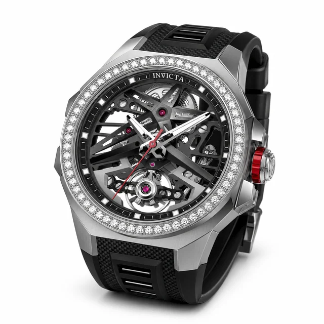 Invicta Objet D Art Diamond Automatic Watch - 43mm, Black with Interchangeable Strap (7012