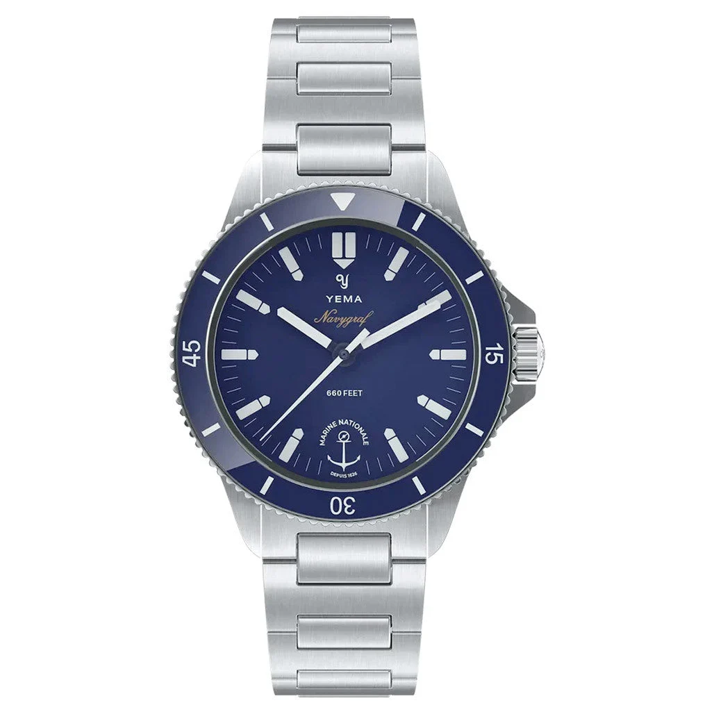Yema Navygraf Marine Nationale Quarz with Blue Dial # -11 YEMA-11 39 mm kol saati