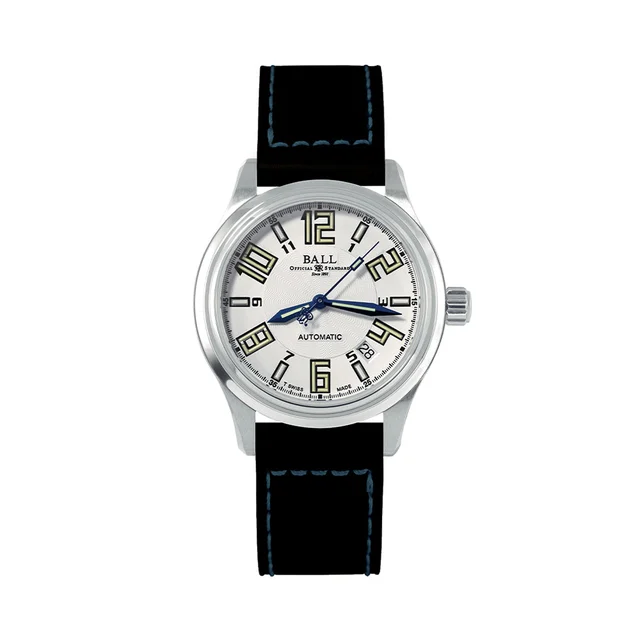 BALL Watch Trainmaster Arabic 38mm - White on Leather Strap NM1038D-LEA-WH kol saati