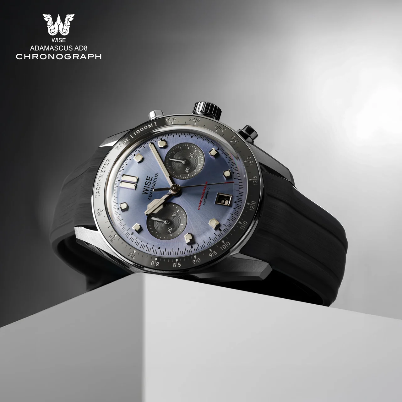 WISE ADAMASCUS AD8 Chronograph Light Blue-Grey 40 mm kol saati
