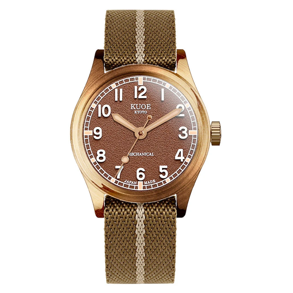 Kuoe Old Smith 90-002 Bronze Case 35mm Automatic Watch with Brown Dial #OS90002BZ-ND-BR-KB 35 mm kol saati