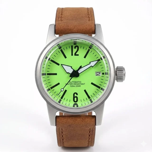Tandorio Military Watch Sandblasted Domed Sapphire Full Lume 100m Water Resistance Japan N
