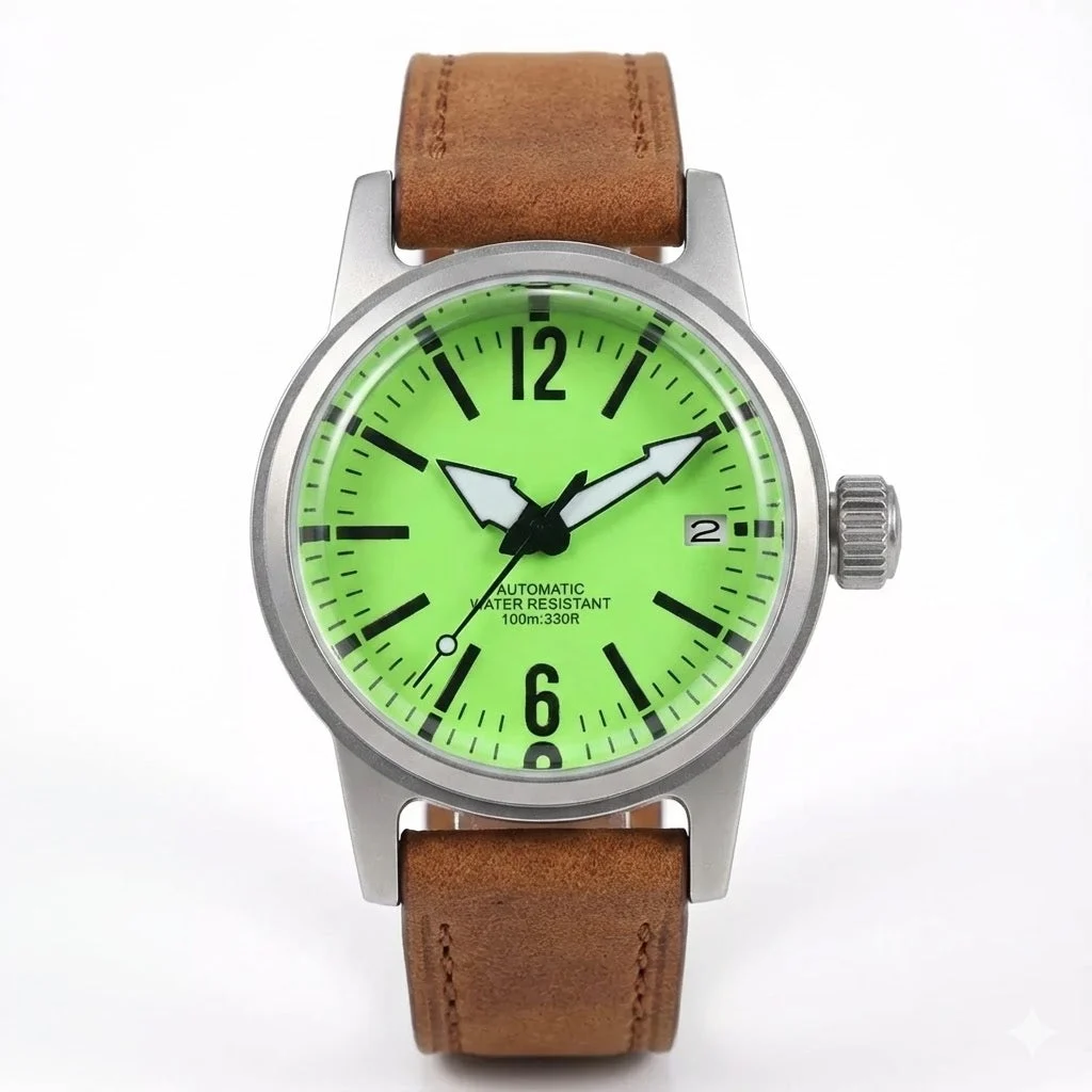 Tandorio Watches Tandorio TD135F 36mm Military Watch Sandblasted Domed Sapphire Full Lume 100m Water Resistance Japan NH35A Automatic 1005009268032238-Cream Yellow-NH35A Movement 36 mm kol saati