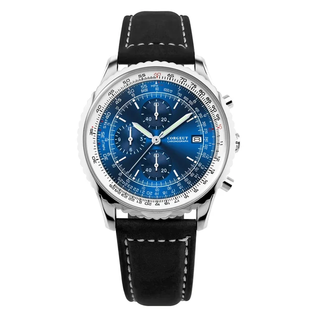 Tandorio Air Chronograph Watch Corgeut 9001 VK67 Quartz Stainless Steel Watch 45mm 3Bar Lu