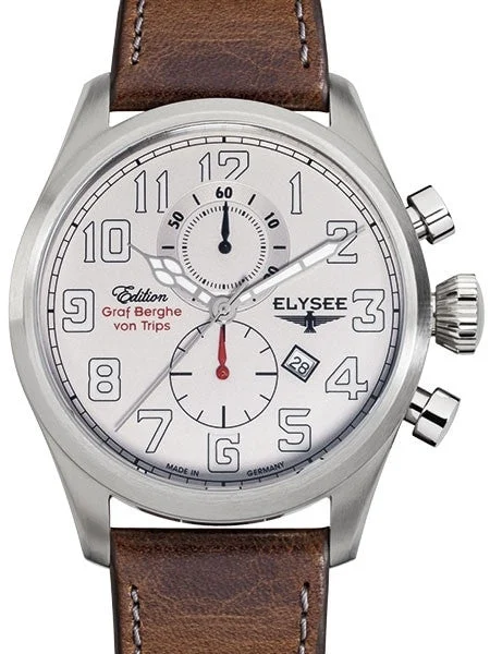 Elysee Kerpen Quartz Chronograph Watch with 60-minute Stopwatch and Sapphire Crystal #38007 46 mm kol saati