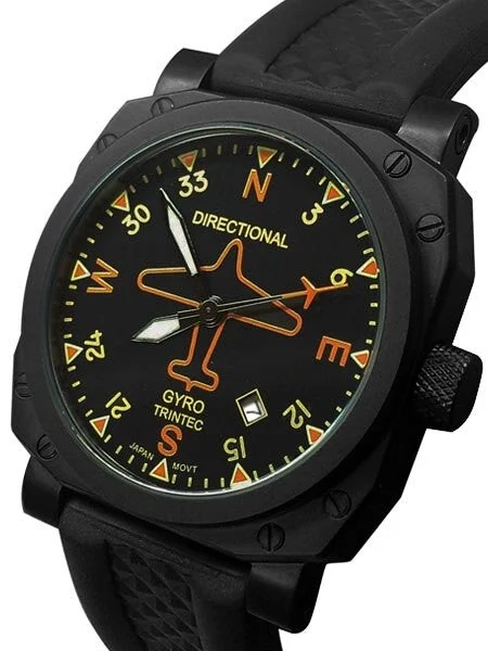 Trintec Scratch and Dent - Zulu-03 Directional Gyro Automatic Aviator Watch with Black PVD Case #9062VW SND449 kol saati