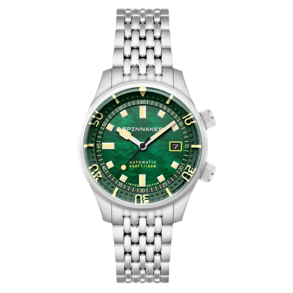 Spinnaker Bradner LE Pearl Diver Emerald Time Watch #SP-5158-11 42 mm kol saati