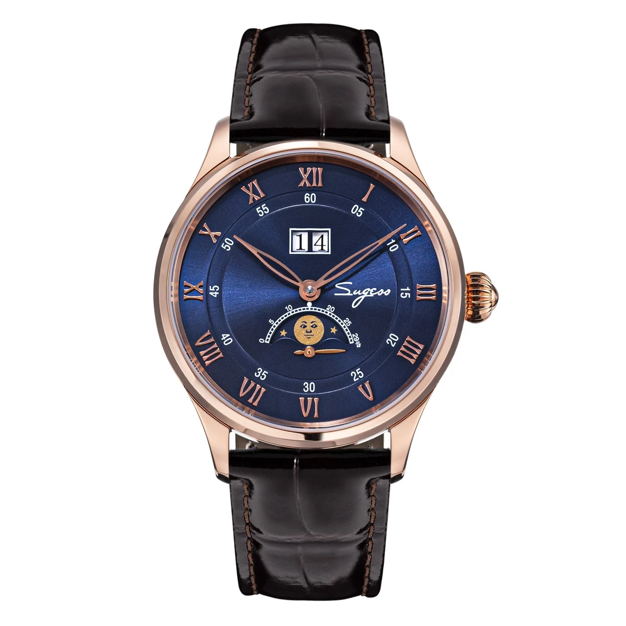 Sugess MoonPhase Master S437-2 Moon Phase Automatic Rose Gold Case 41 mm kol saati