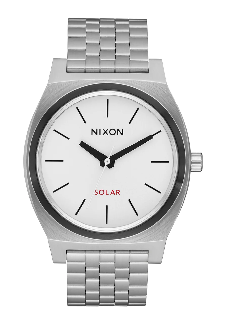 Nixon US Time Teller Solar - Silver / White Lume A1369-5371-00 40 mm kol saati