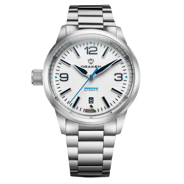 Draken Peregrine 'A' Full Lume Dial Watch with Left Crown #DKN-13 kol saati