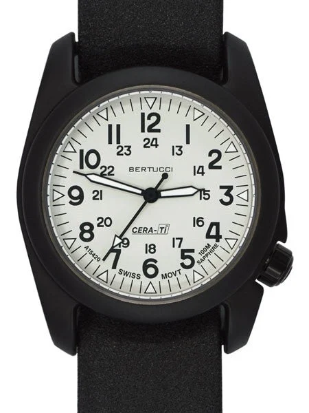 Bertucci Cera-Tiâ¢ Ceramic Coated Titanium Field Watch with Swiss Quartz Movement #12137 kol saati