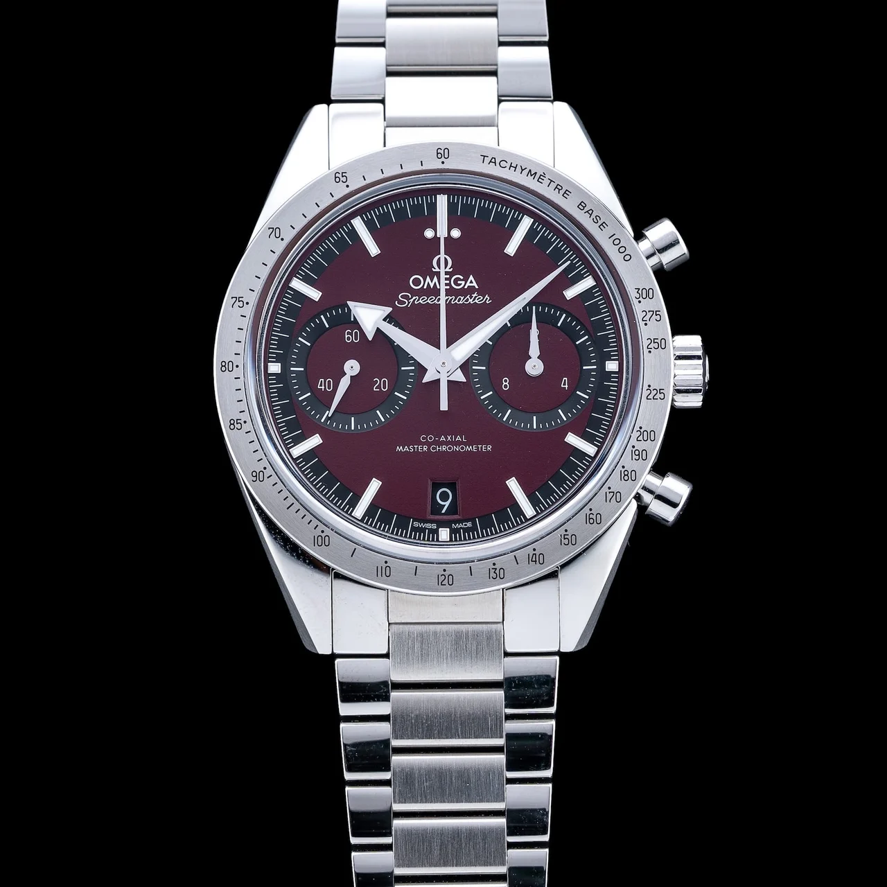 OMEGA Speedmaster 57 Coaxial Chronometer Chronograph Red Dial 40.5mm on Bracelet 210009N43294 40.5 mm kol saati