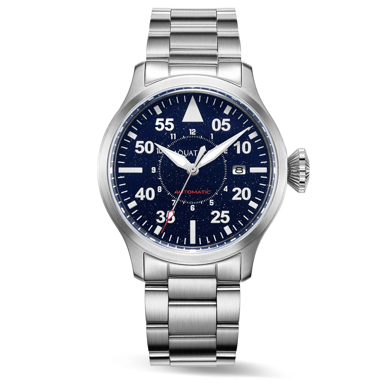 AQUATICO Horizon Hawk Aventurine Dial Automatic Pilot Watch 43 mm kol saati