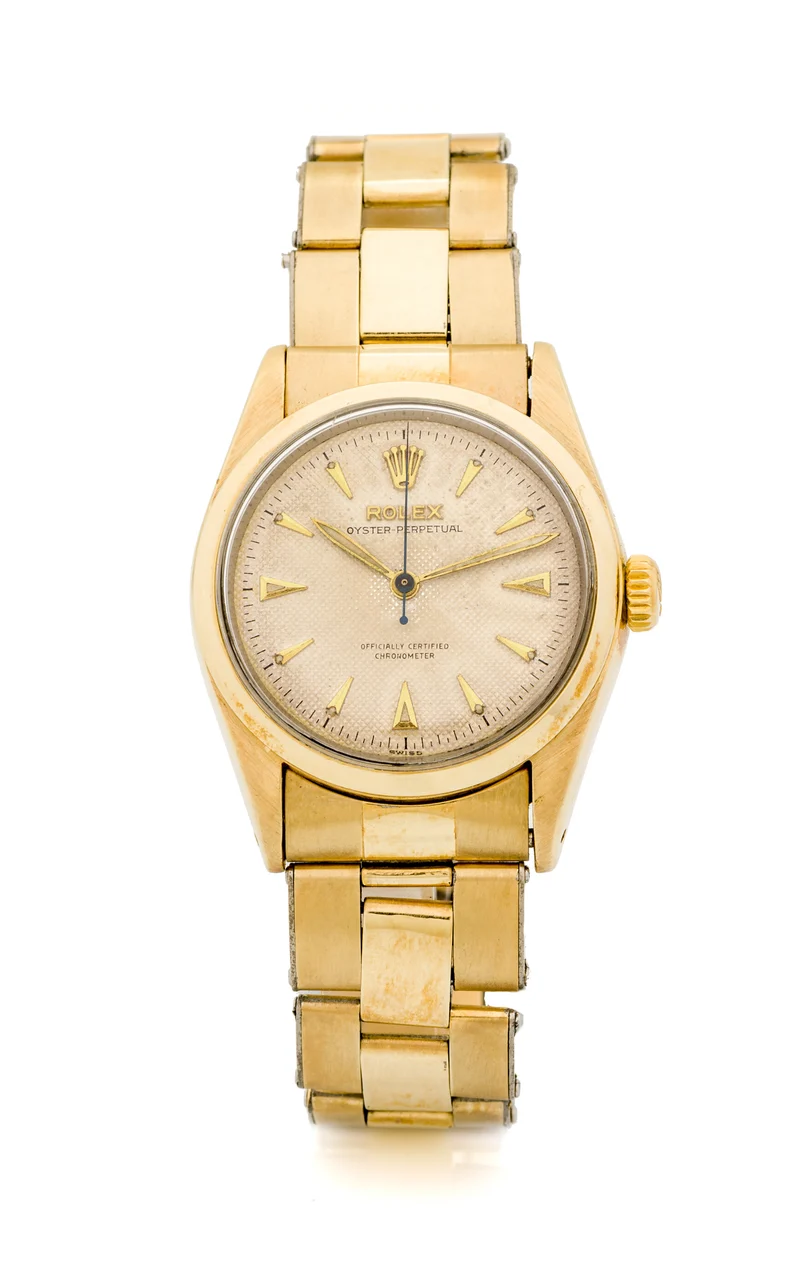 Rolex ROLEX REF. 6334 GOLD TOP STEEL BACK OYSTER PERPETUAL Very fine and rare top gold laminated and steel back self winding wristwatch. kol saati