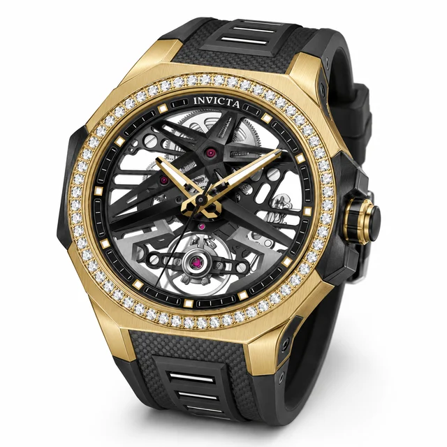 Invicta Objet D Art Diamond Automatic Watch - 43mm, Black with Interchangeable Strap (7011