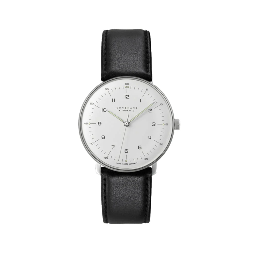 Junghans Max Bill Automatic 38mm - Silver on Leather Strap 27.3500.02 38 mm kol saati