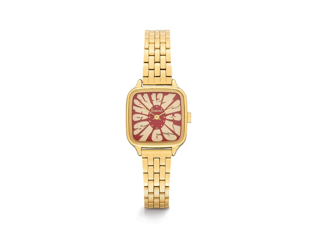 Komono Kate Estate Flower Gold Bordeaux KOM-W4215 kol saati