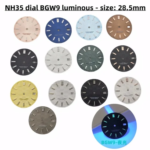 Tandorio Watch Dial Metallic Texture Surface DIY Log Dial BGW9 Blue Green Luminous Watch F
