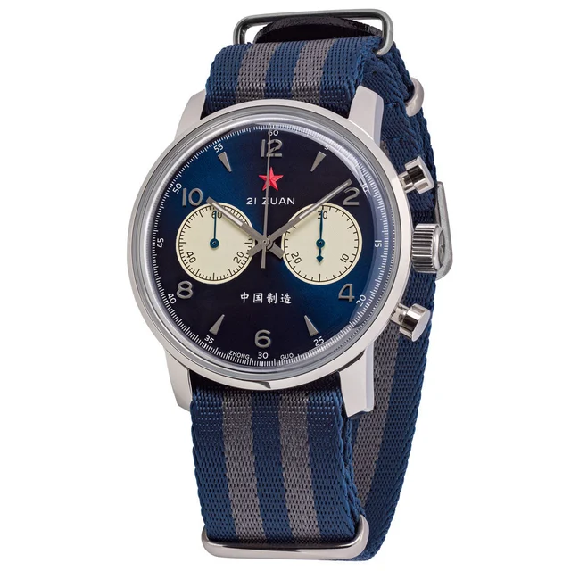 Seagull 1963 Hand Wind Mechanical Chronograph with Vibrant Blue Dial #6488-2901L kol saati