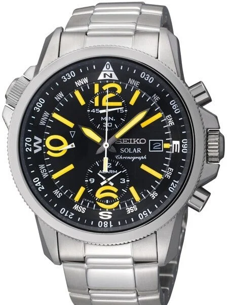 Seiko Prospex Solar Quartz Chronograph with Stop-Watch and Alarm Sub-Dial #SSC093 kol saat