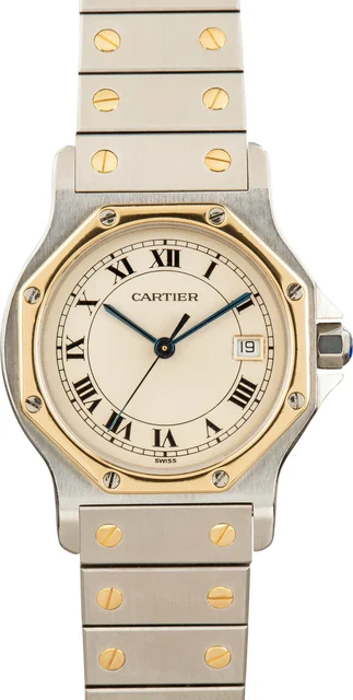 Cartier Santos Ronde Stainless Steel & Yellow Gold 187902 kol saati