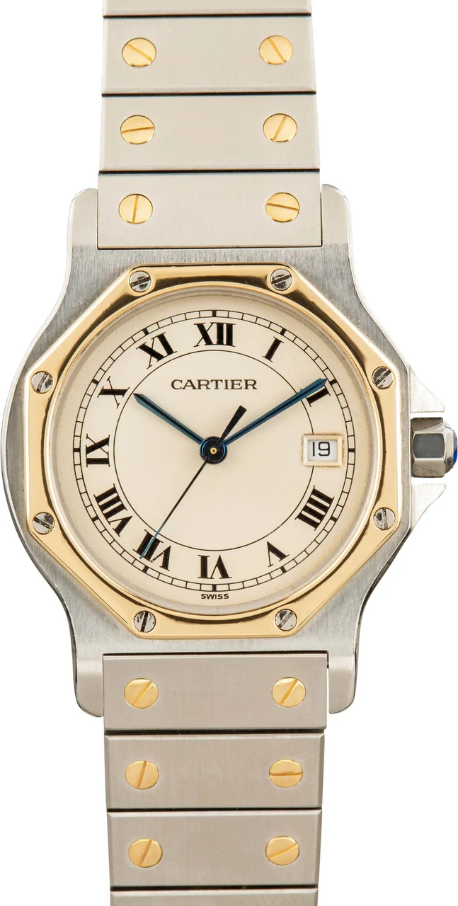 Cartier Santos Ronde Stainless Steel & Yellow Gold 187902 27 mm kol saati