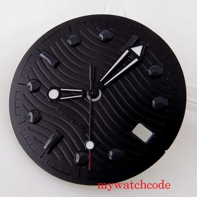 Tandorio Black Sterile Top Quality Date Window Watch Dial Hands For NH35 Movement Parts 14