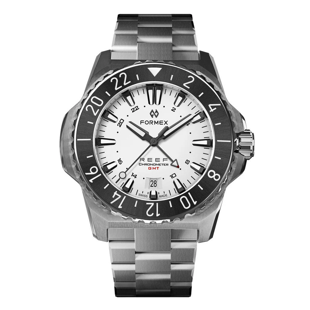 Formex REEF GMT Chronometer Dive Watch with White Dial and Black Bezel #2202.1.5312.100 kol saati