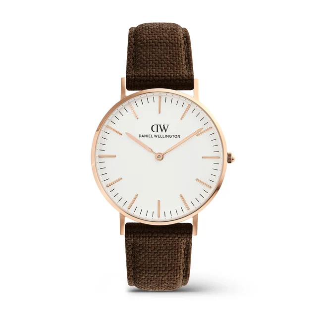 DANIEL WELLINGTON Classic Brown Canvas Rose Gold DW00100945 kol saati