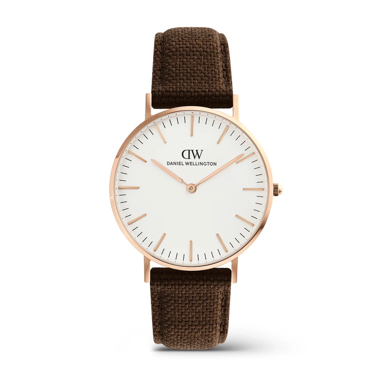 DANIEL WELLINGTON Classic Brown Canvas Rose Gold DW00100945 40 mm kol saati