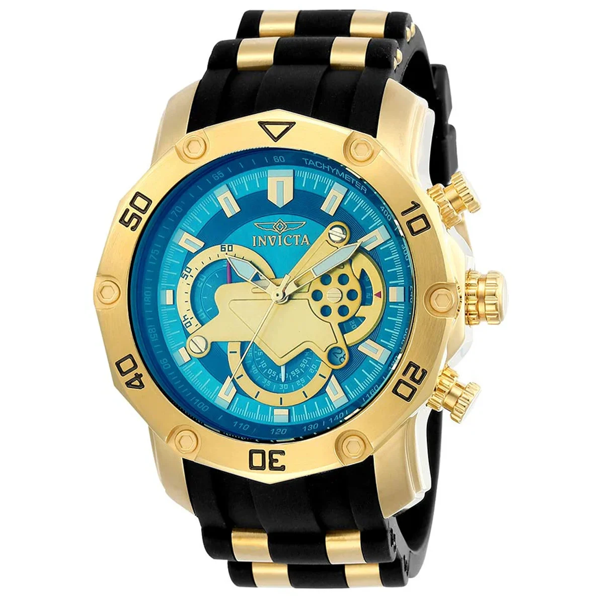 Invicta Pro Diver SCUBA Watch - 50mm. Gold, Black (23426) 50 mm kol saati