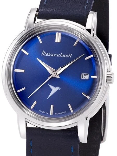 Messerschmitt Radiant Blue Dial Special Edition Quartz Dress Watch #KR200-BDBL kol saati
