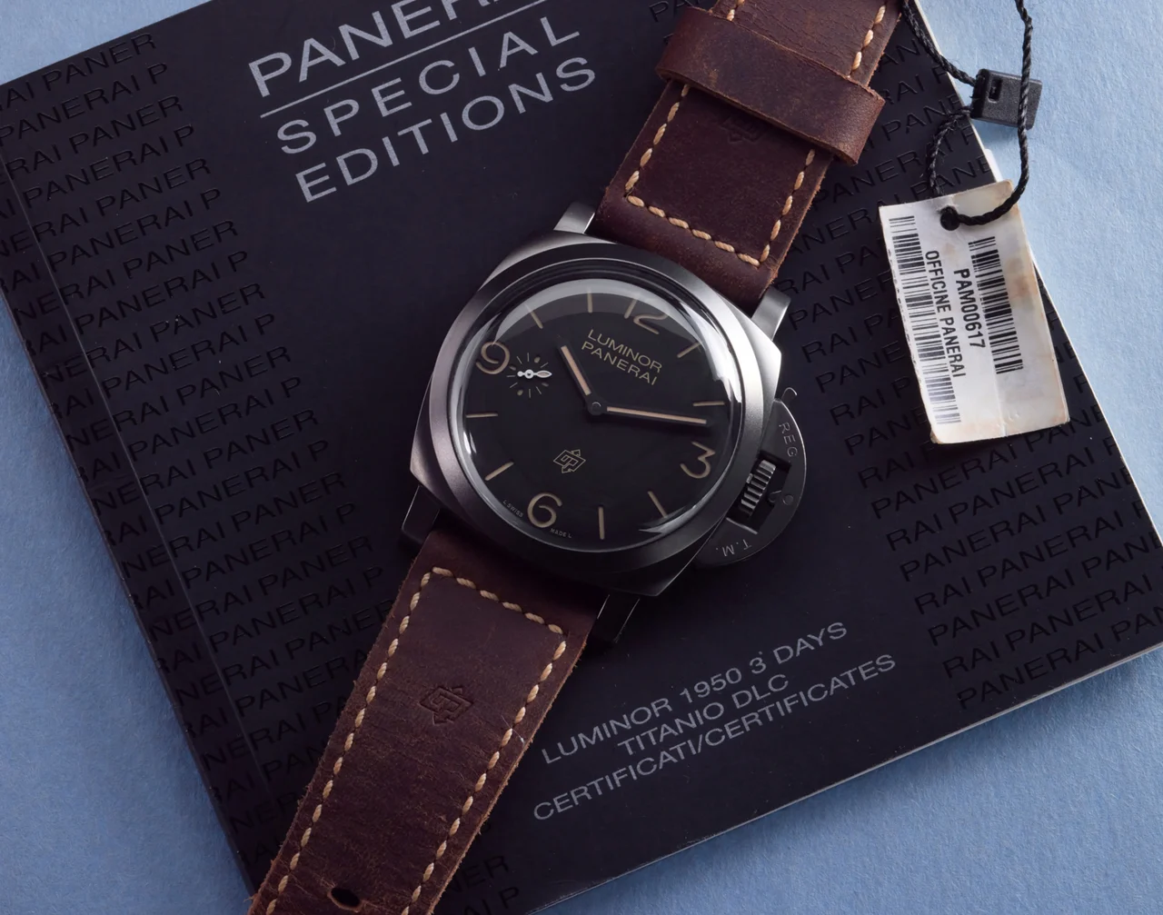Panerai Luminor 1950 3 Days Titanio Dlc PAM00617 47 mm kol saati