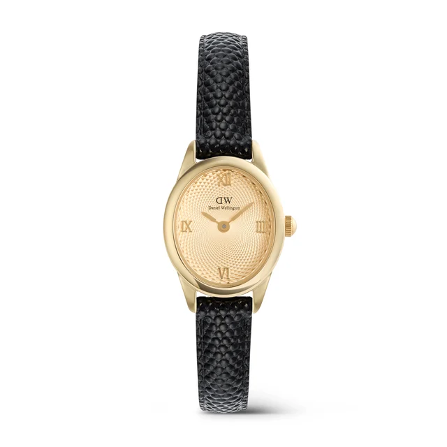 DANIEL WELLINGTON Ophelia Mini Black Lizard Unitone Guilloché Gold DW00100897 kol saati