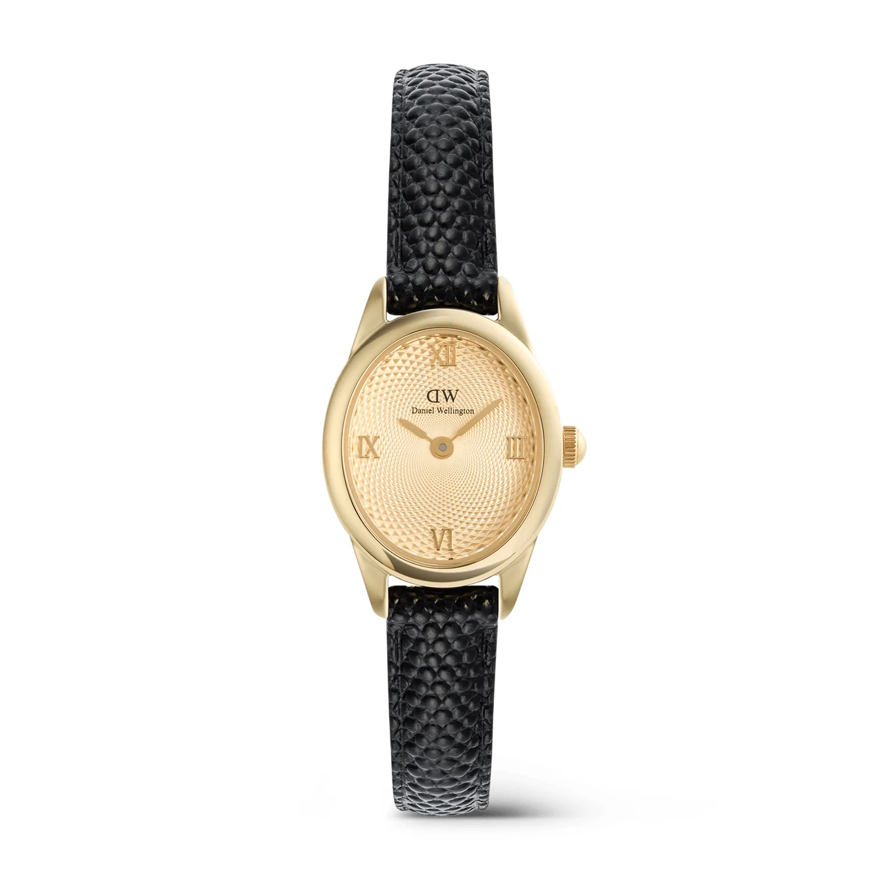 DANIEL WELLINGTON Ophelia Mini Black Lizard Unitone Guilloché Gold DW00100897 kol saati