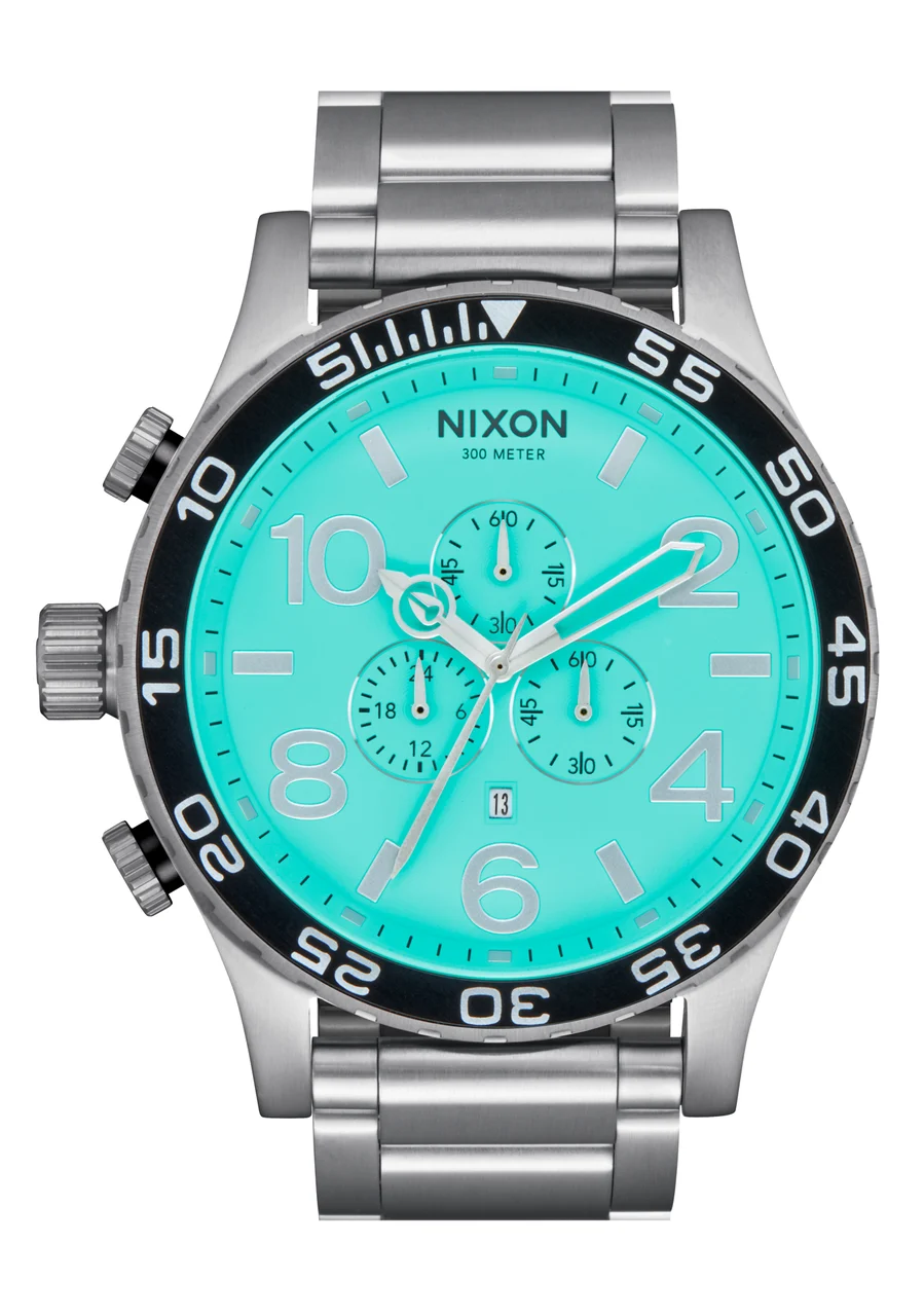 Nixon US Chrono - Silver / Turquoise A083-2084-00 51 mm kol saati