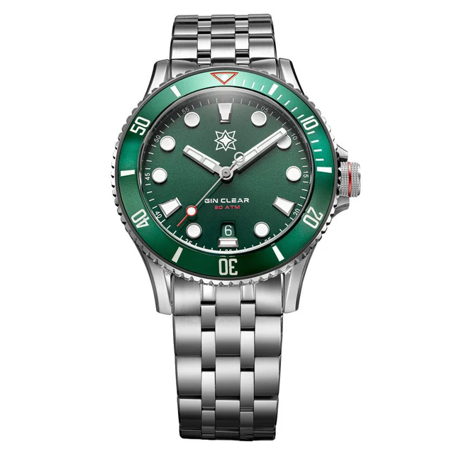 Second Hour Gin Clear Mk3 Watch with Green Dial #SEC-HOU-25 kol saati