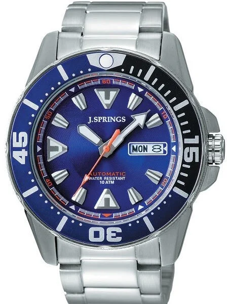 J. Springs Automatic 21-Jewel Sport Dive Watch with Day and Date, Blue Dial #BEB080 43 mm kol saati
