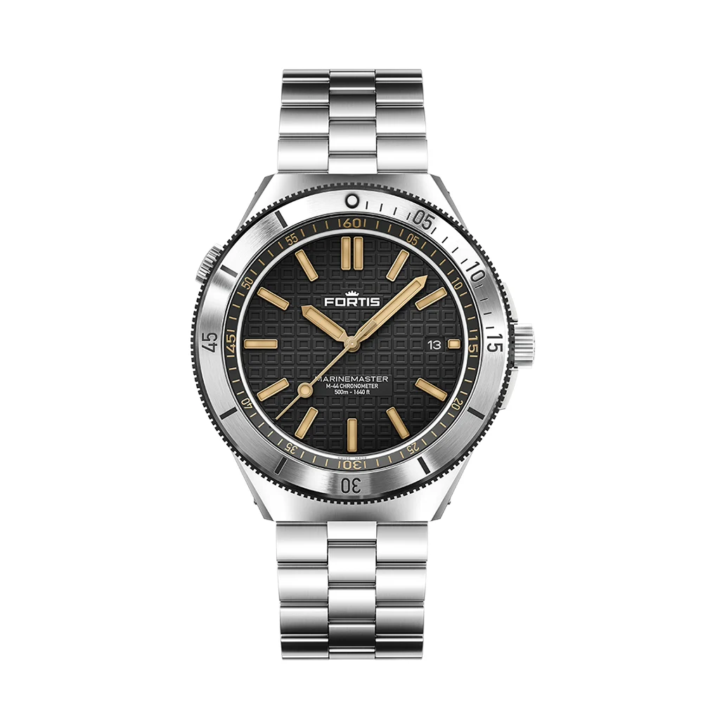 Fortis Marinemaster M-44 Black resin on block bracelet Fortis • Marinemaster M-44 Black resin on block bracelet 44 mm kol saati