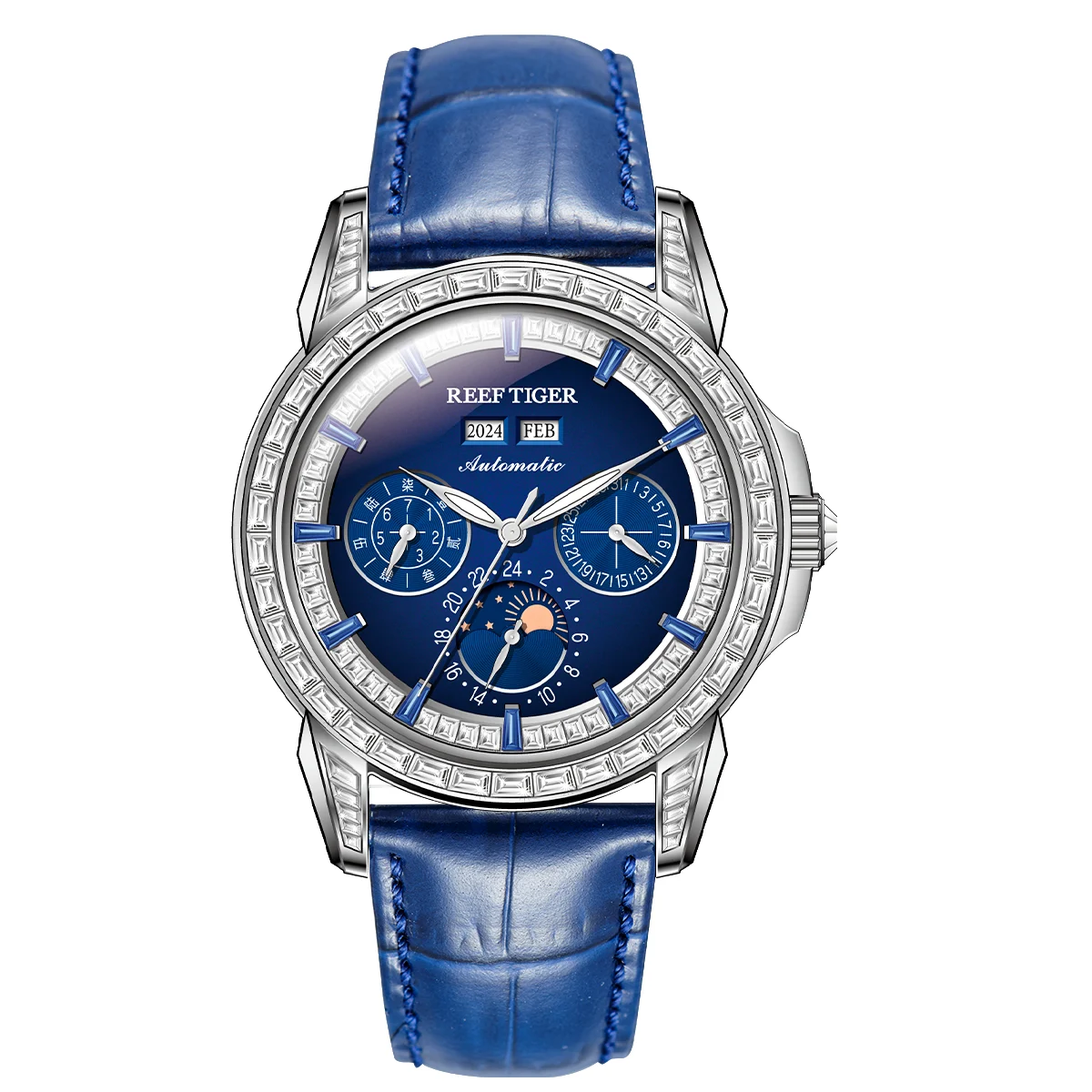 Reef Tiger Moon Phase RGA1988-YLLSD 43 mm kol saati