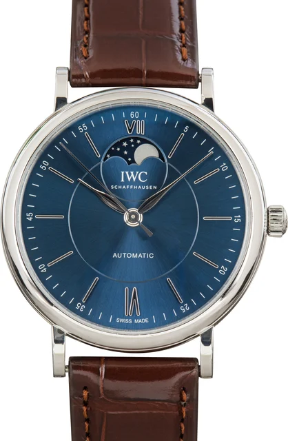 IWC Portofino Automatic Moon Phase Ref IW459402 Blue Dial kol saati