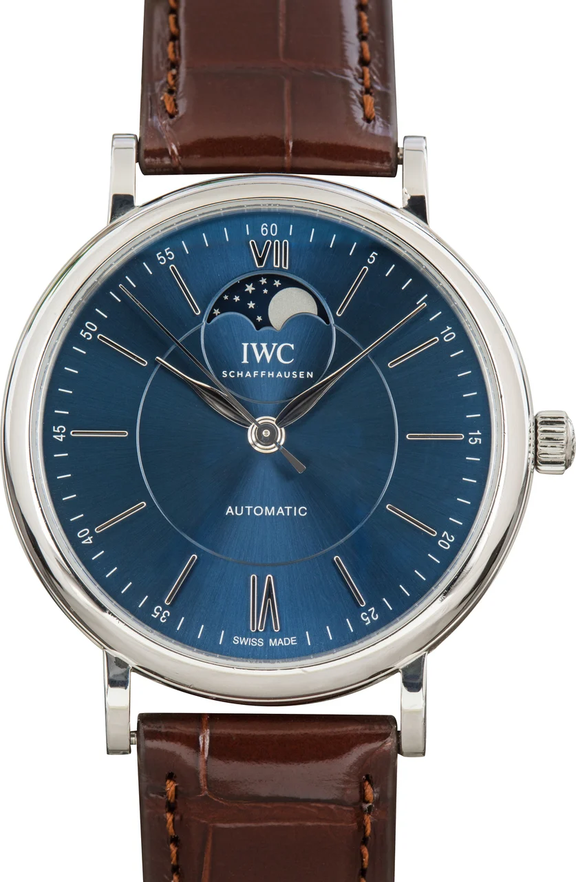 IWC Portofino Automatic Moon Phase Ref IW459402 Blue Dial 40 mm kol saati