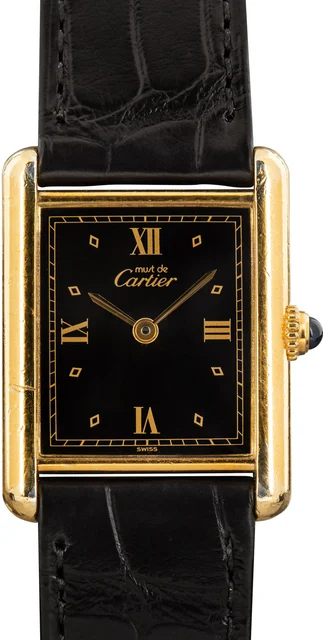 Cartier Tank Vermeil Leather Strap 590005 kol saati