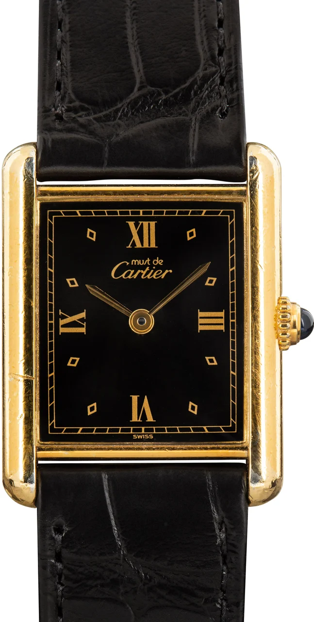 Cartier Tank Vermeil Leather Strap 590005 kol saati