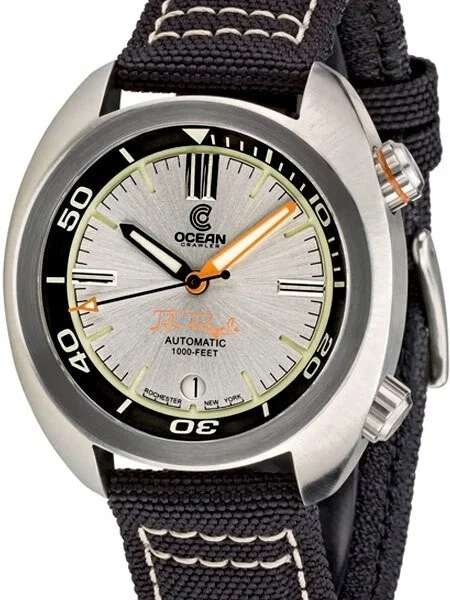 Ocean Crawler Great Lakes 300-Meter Dive Watch with Swiss Movement and Silver Dial #CD-123