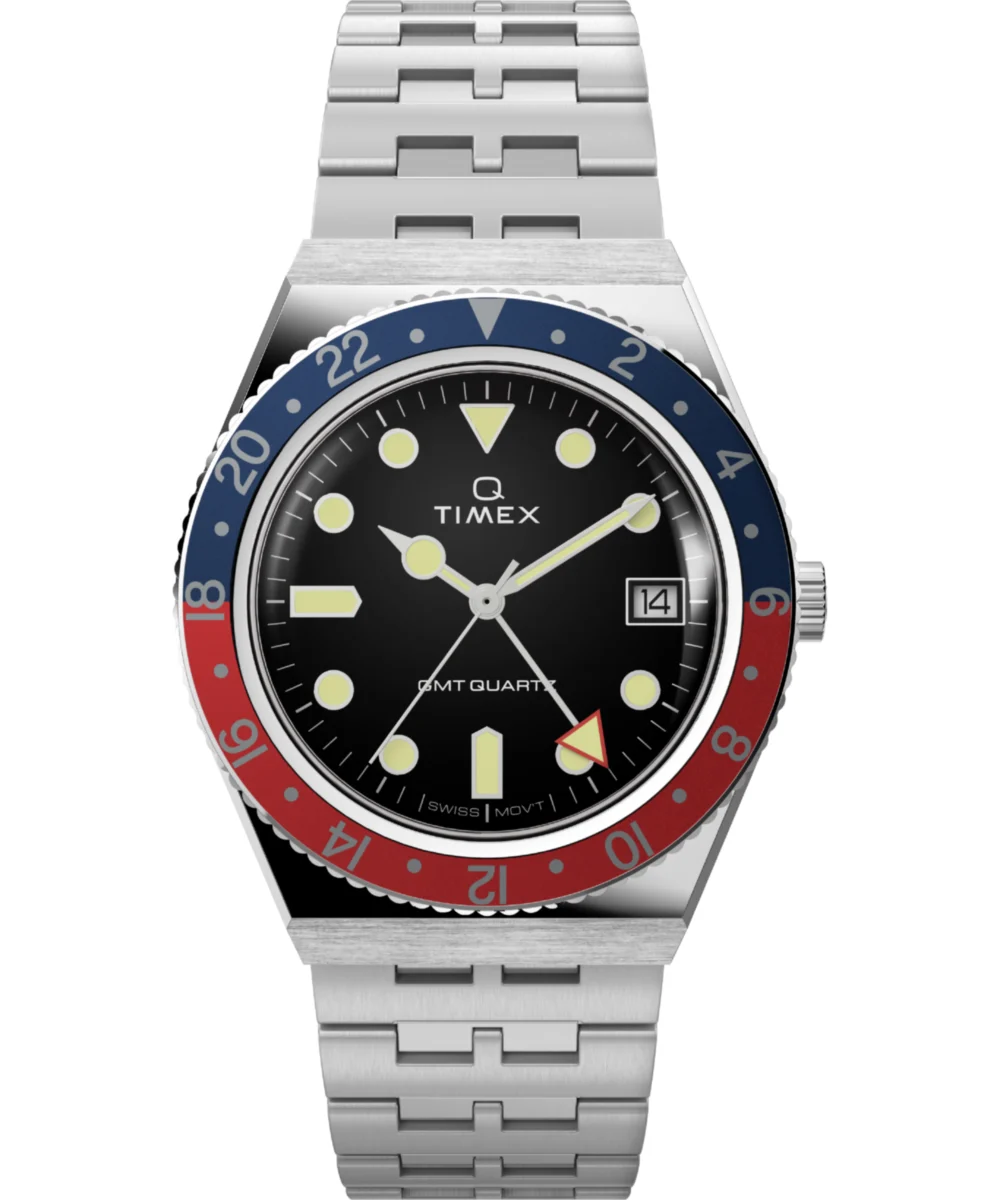 Timex GMT 38mm Stainless Steel Bracelet Watch TW2V38000VQ 38 mm kol saati